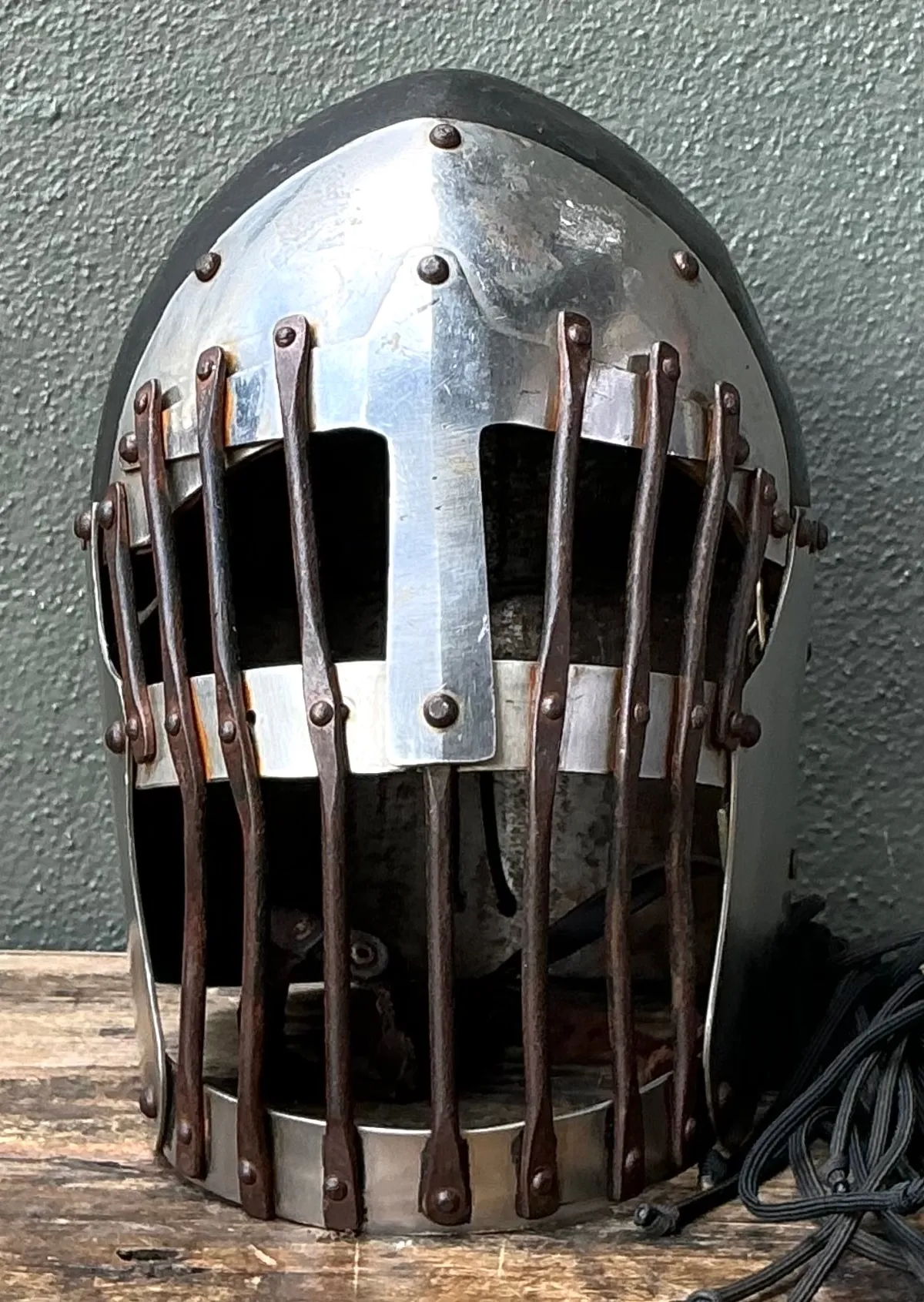 Vintage Gothic Metal Helmet With Leather Detail - Interior view
