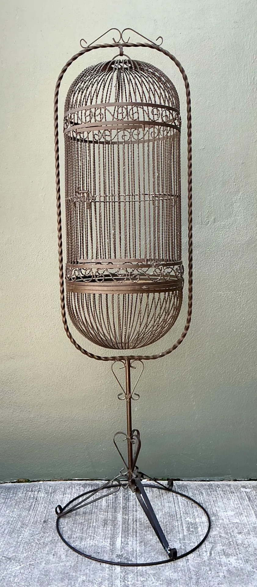 Vintage Ornate Metal Birdcage On Stand — additional photo 2
