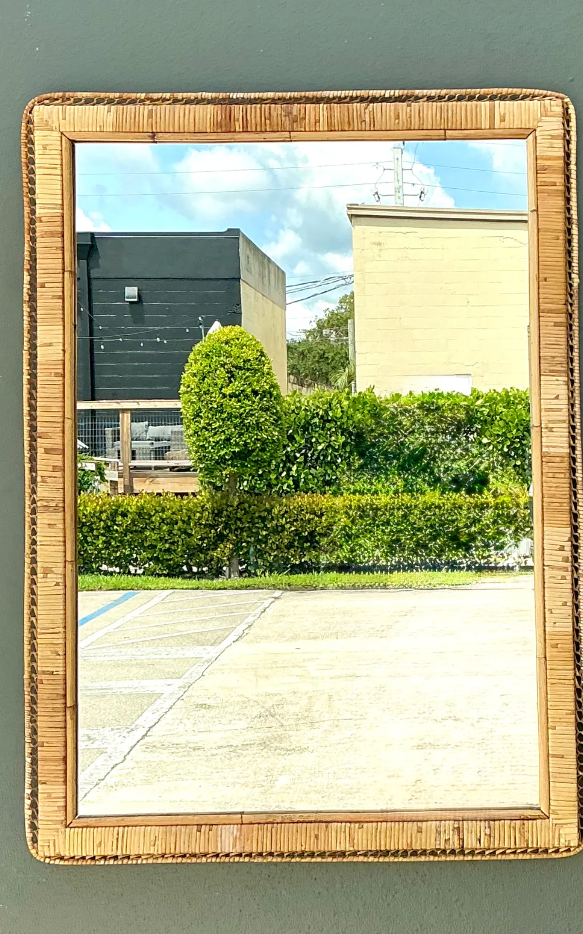 Vintage Woven Rattan Frame Mirror — additional photo 5
