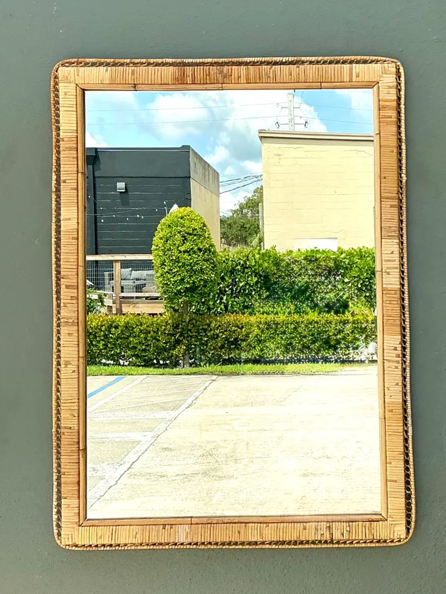 Vintage Woven Rattan Frame Mirror — additional photo 5