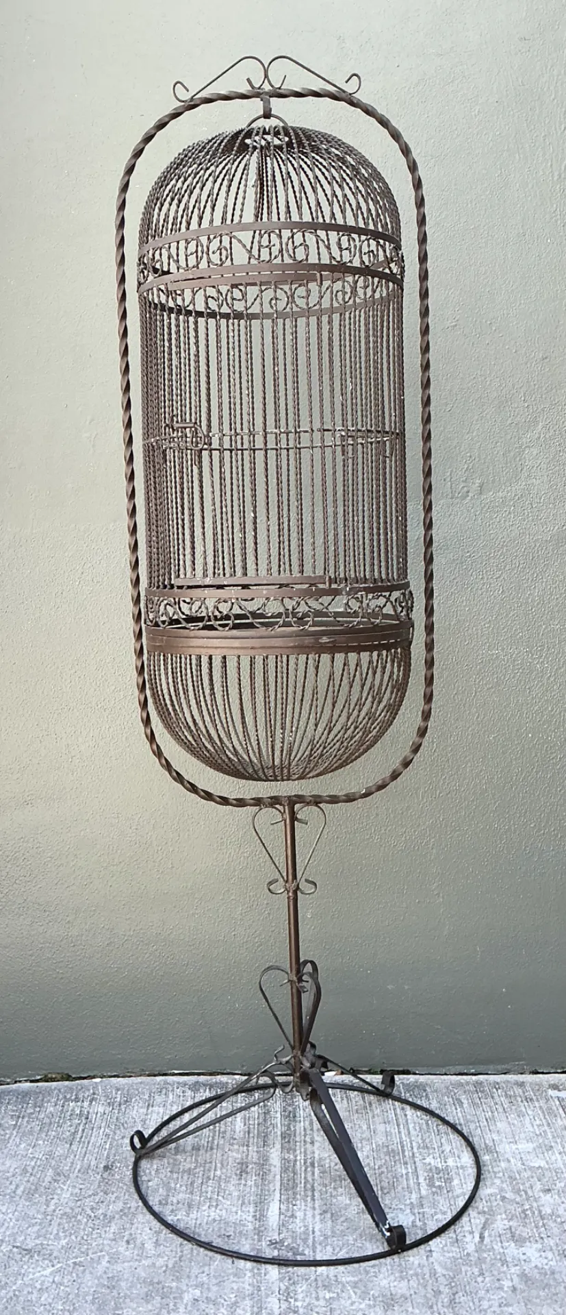 Vintage Ornate Metal Birdcage On Stand — additional photo 4