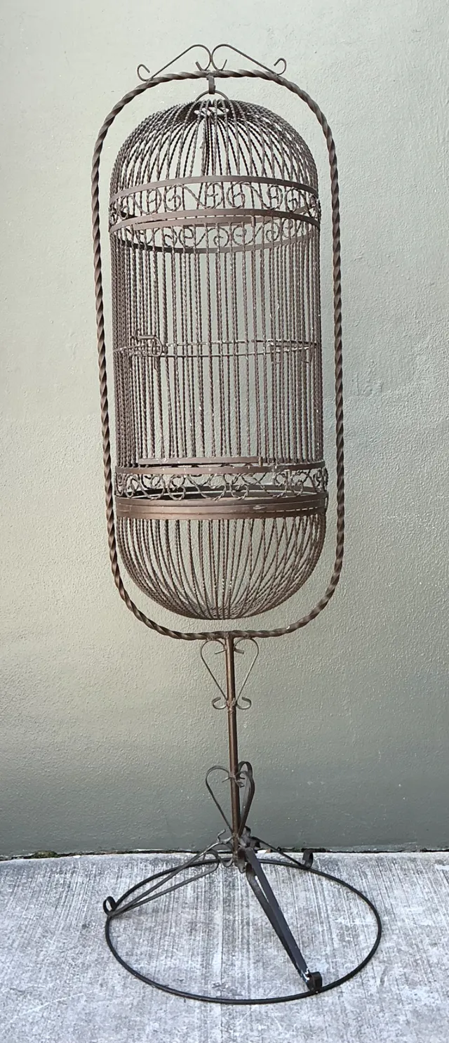 Vintage Ornate Metal Birdcage On Stand — additional photo 4