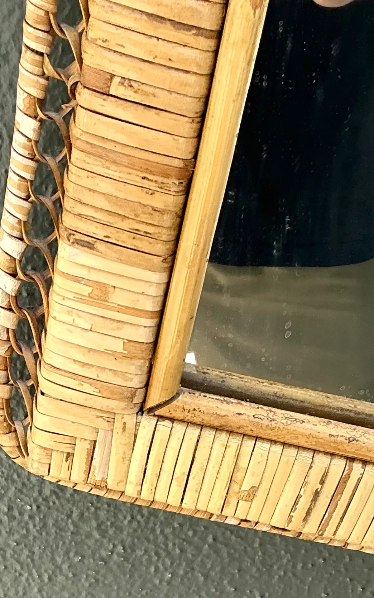Vintage Woven Rattan Frame Mirror — additional photo 3