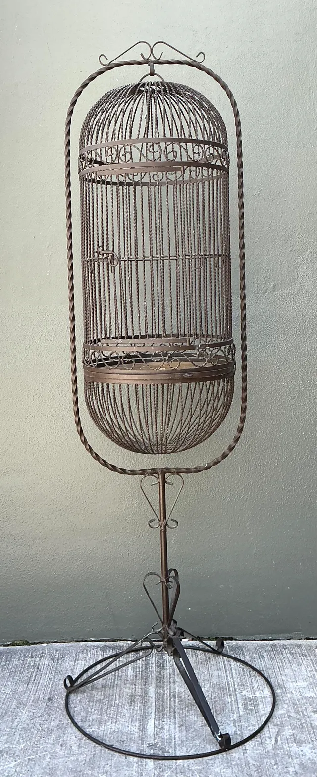 Vintage Ornate Metal Birdcage On Stand — additional photo 5