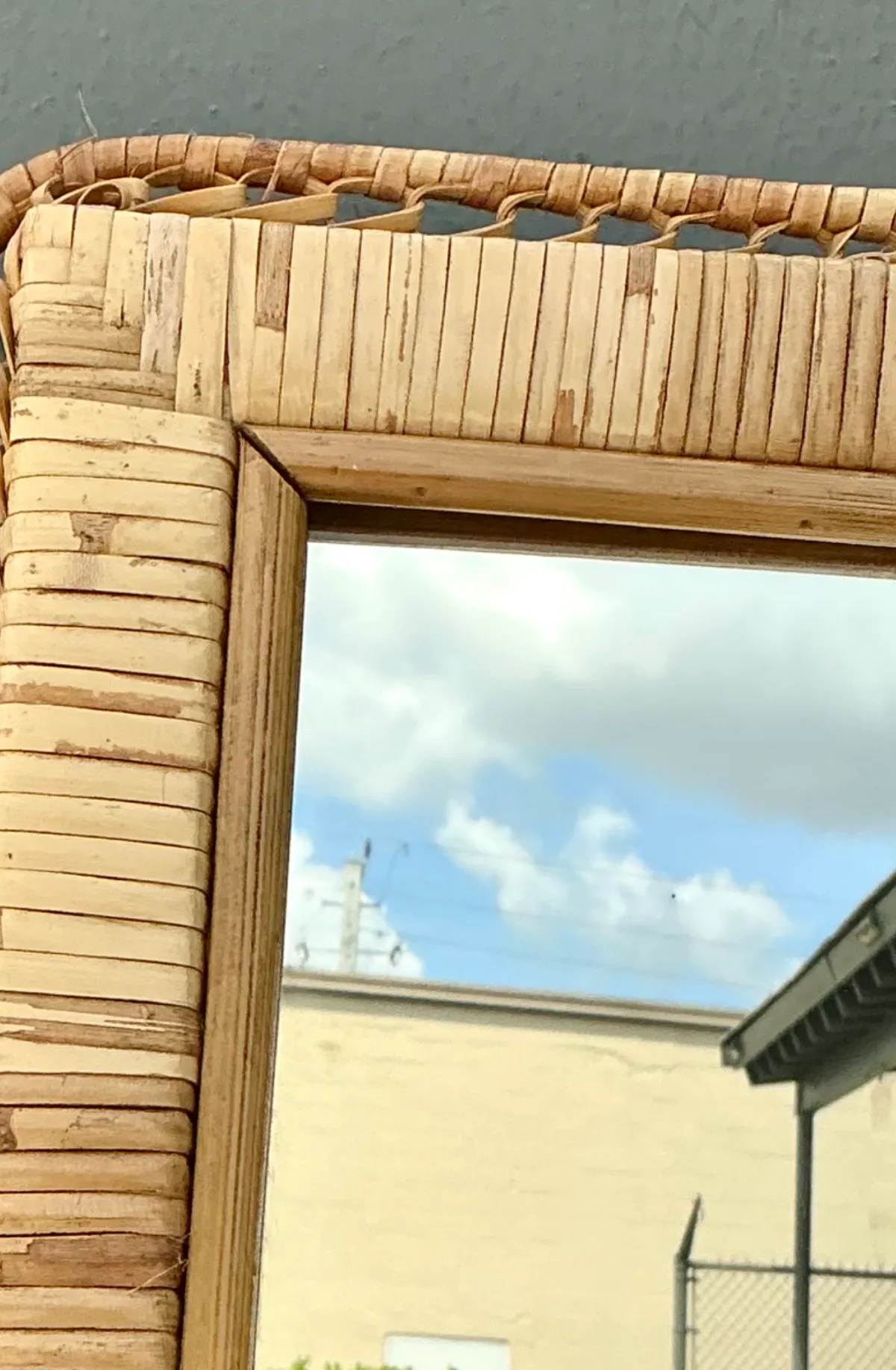 Vintage Woven Rattan Frame Mirror