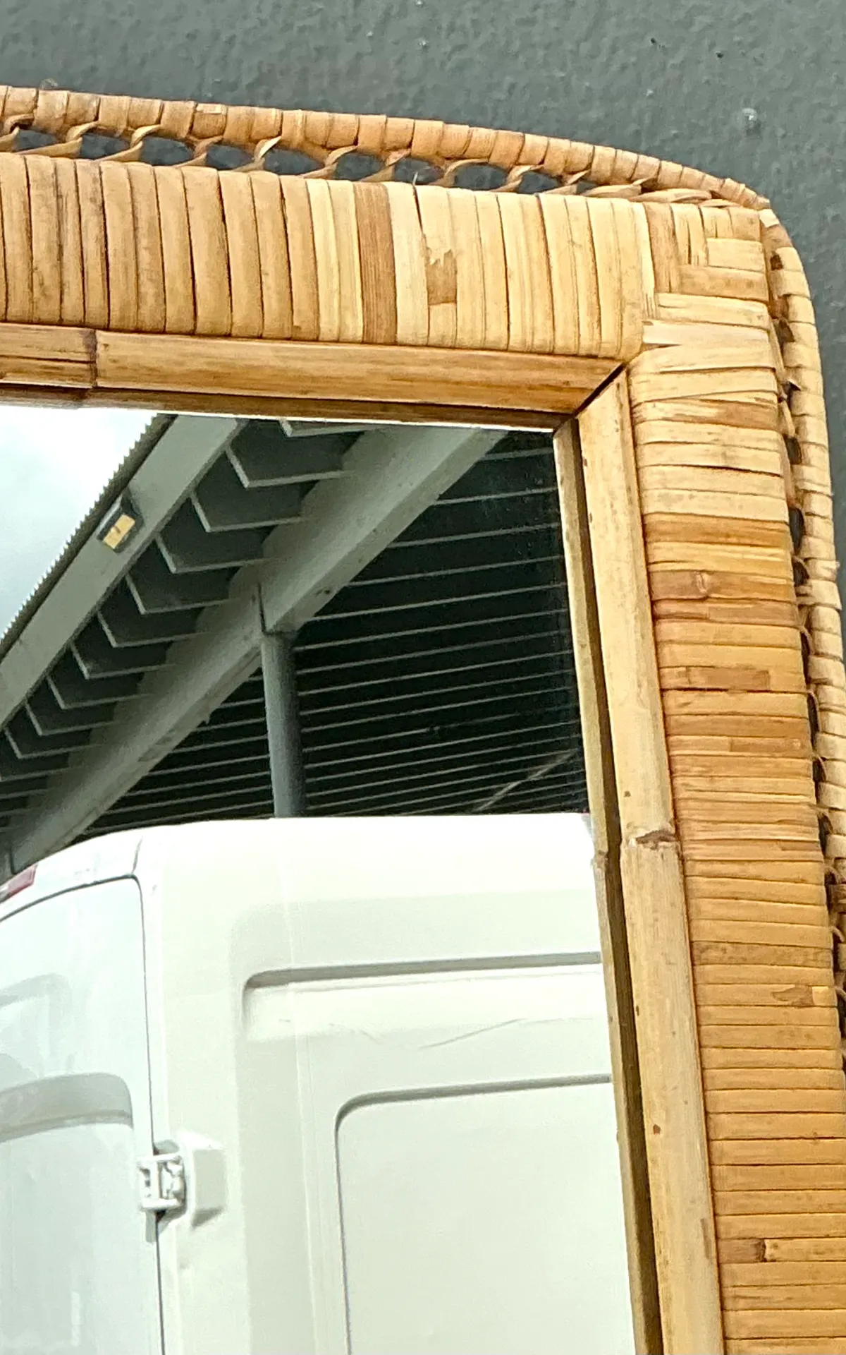 Vintage Woven Rattan Frame Mirror — additional photo 6