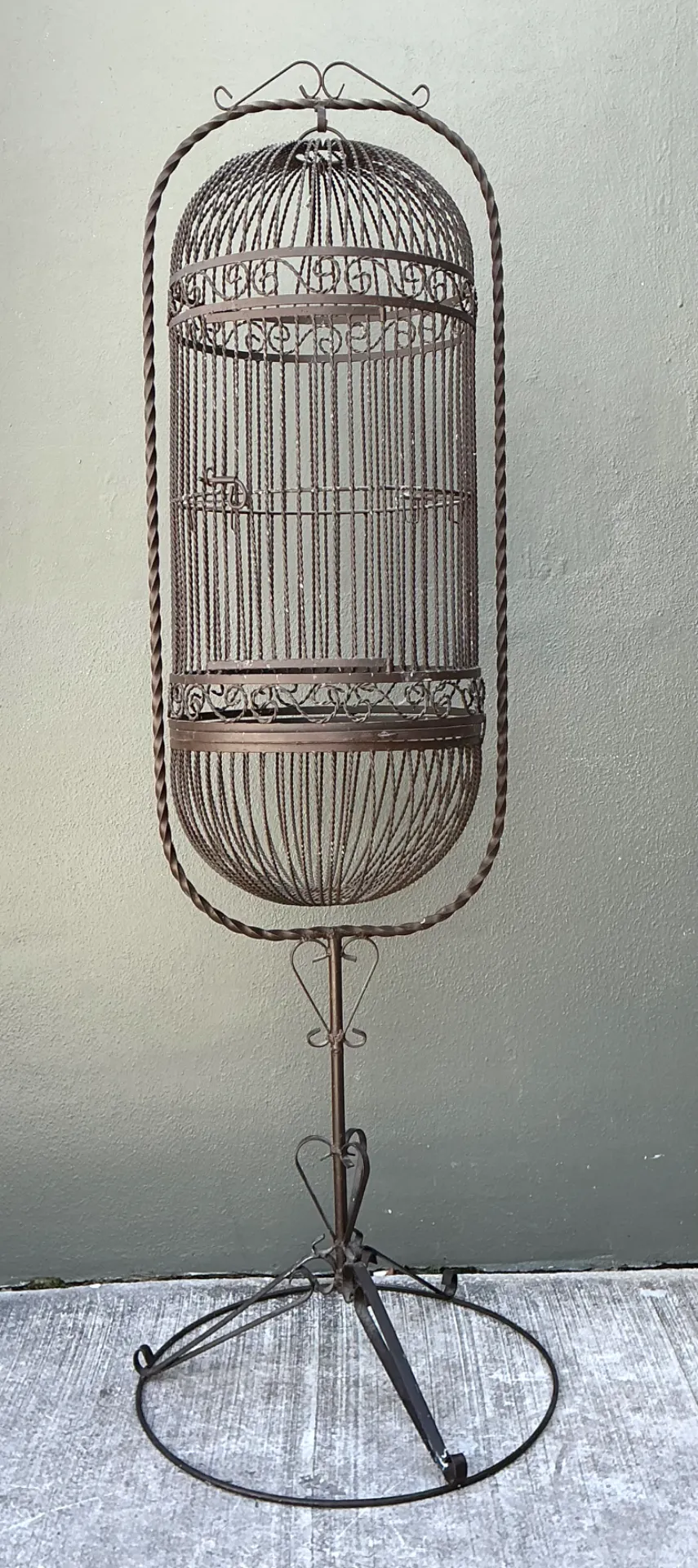 Vintage Ornate Metal Birdcage On Stand — additional photo 1
