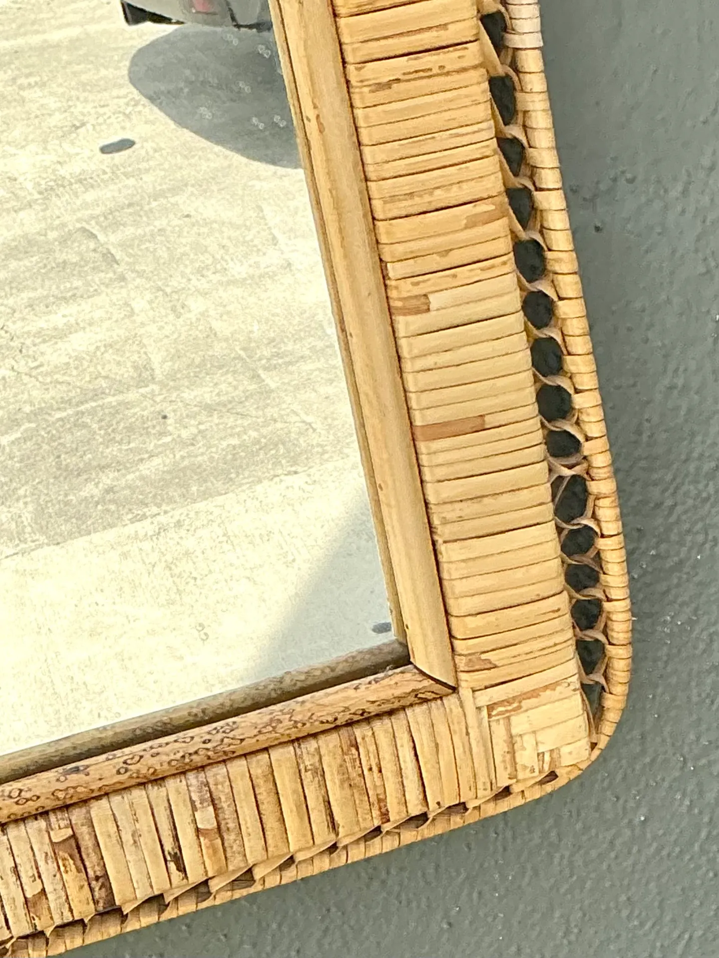 Vintage Woven Rattan Frame Mirror — additional photo 8