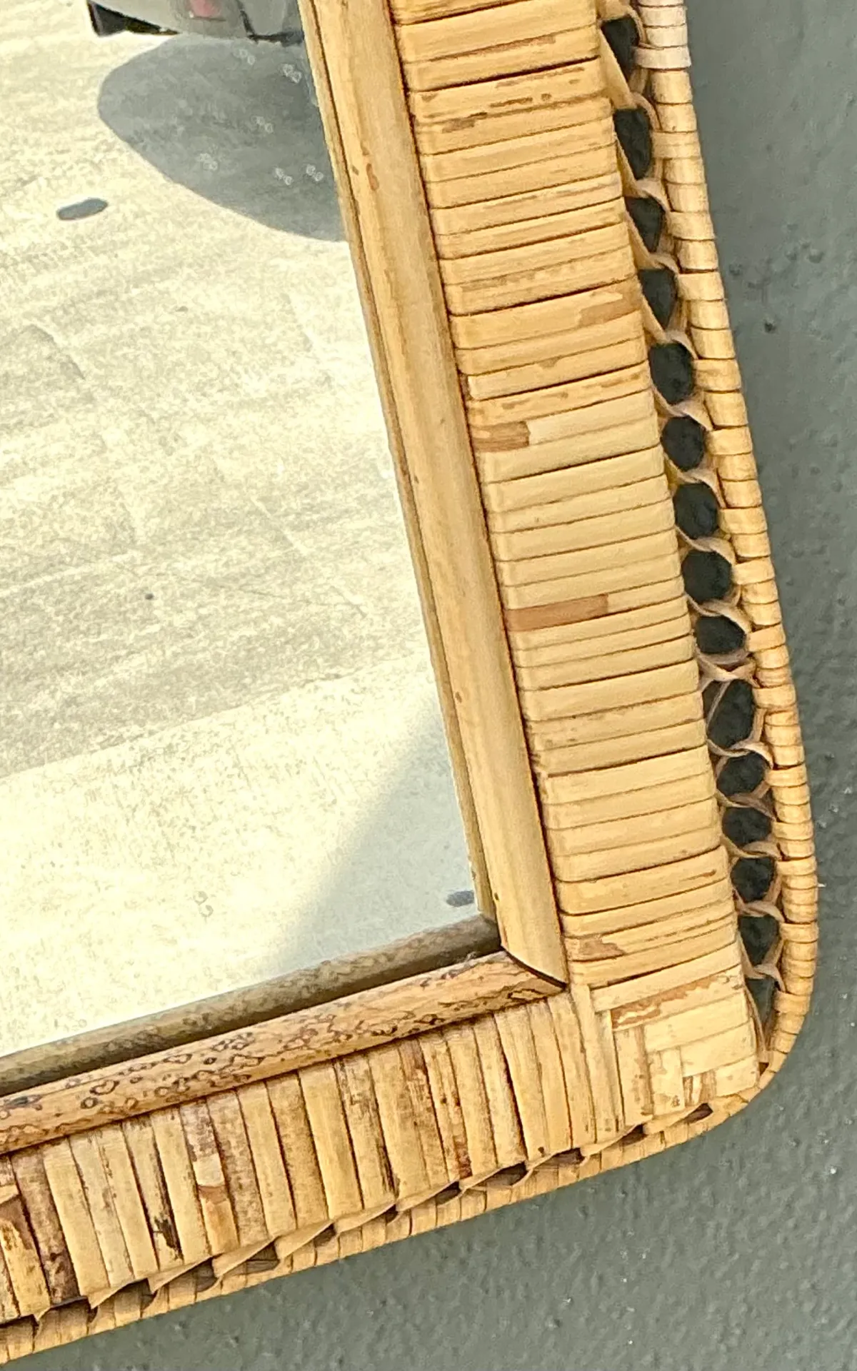 Vintage Woven Rattan Frame Mirror — additional photo 8