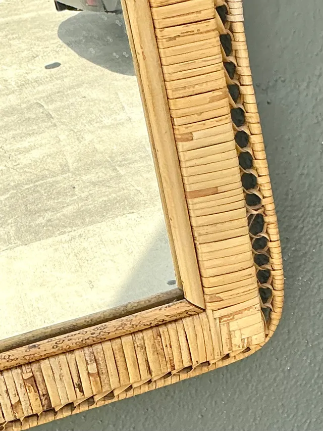 Vintage Woven Rattan Frame Mirror — additional photo 8