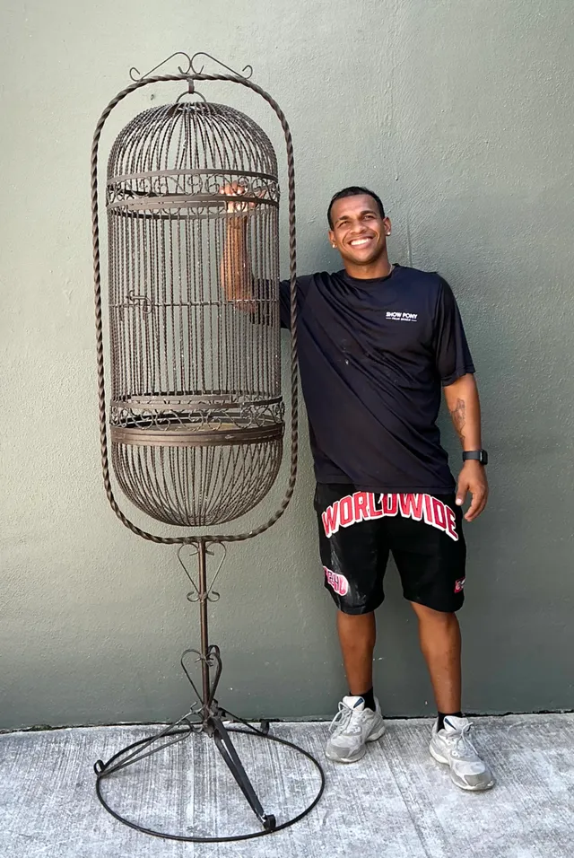 Vintage Ornate Metal Birdcage On Stand — additional photo 3
