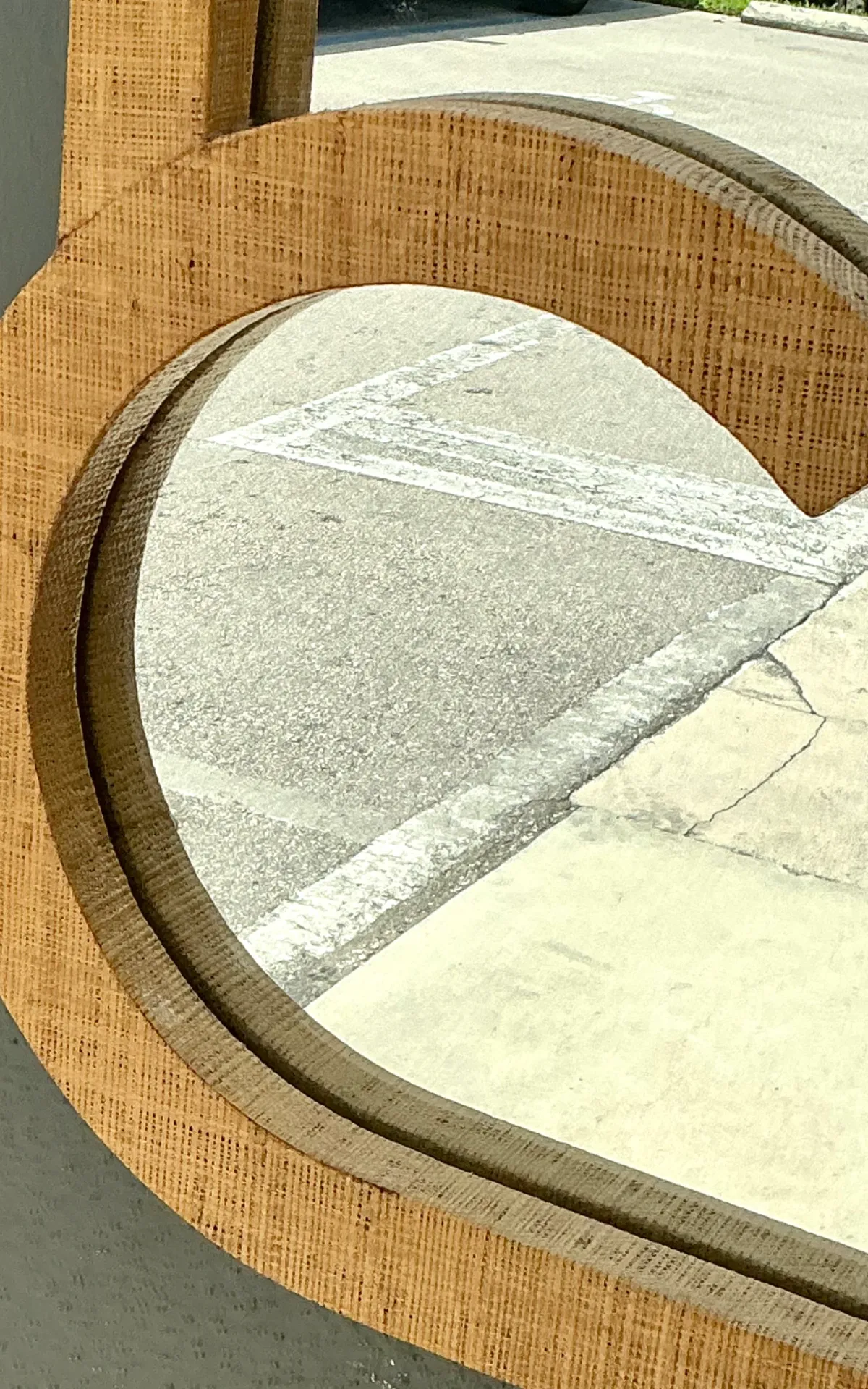 Vintage Grasscloth and Wood Wall Mirror — additional photo 3
