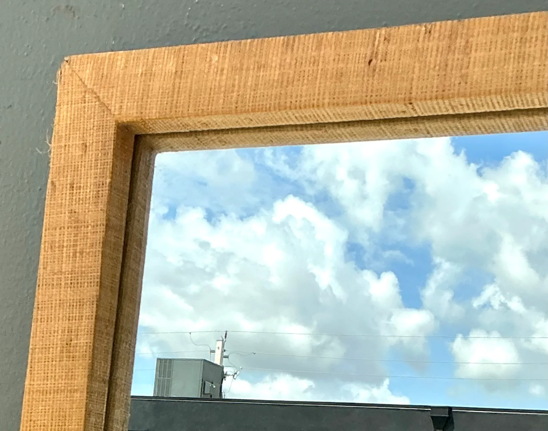 Vintage Grasscloth and Wood Wall Mirror — additional photo 5