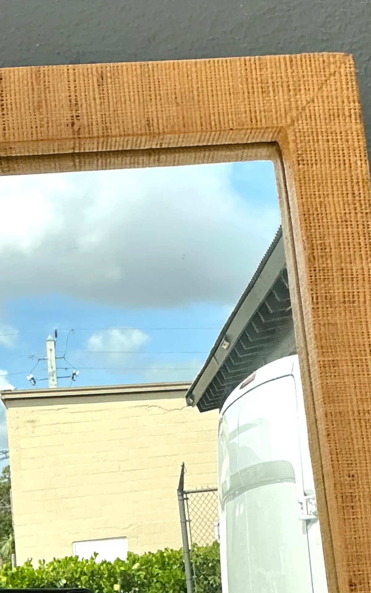 Vintage Grasscloth and Wood Wall Mirror — additional photo 7