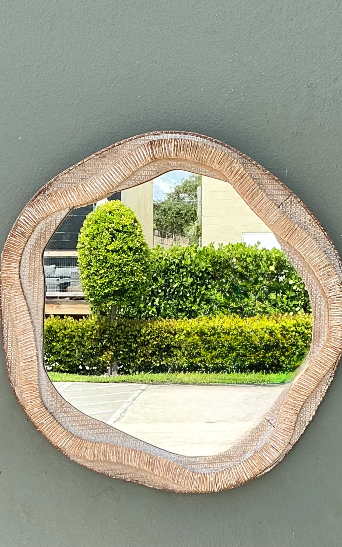Vintage Textured Woven Rattan Mirror — additional photo 3