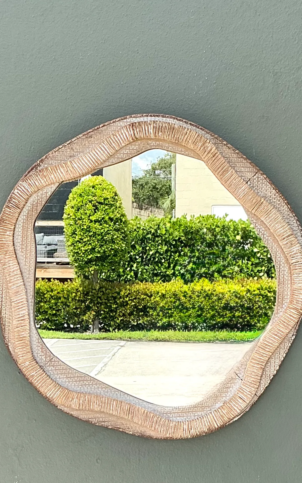 Vintage Textured Woven Rattan Mirror — additional photo 4