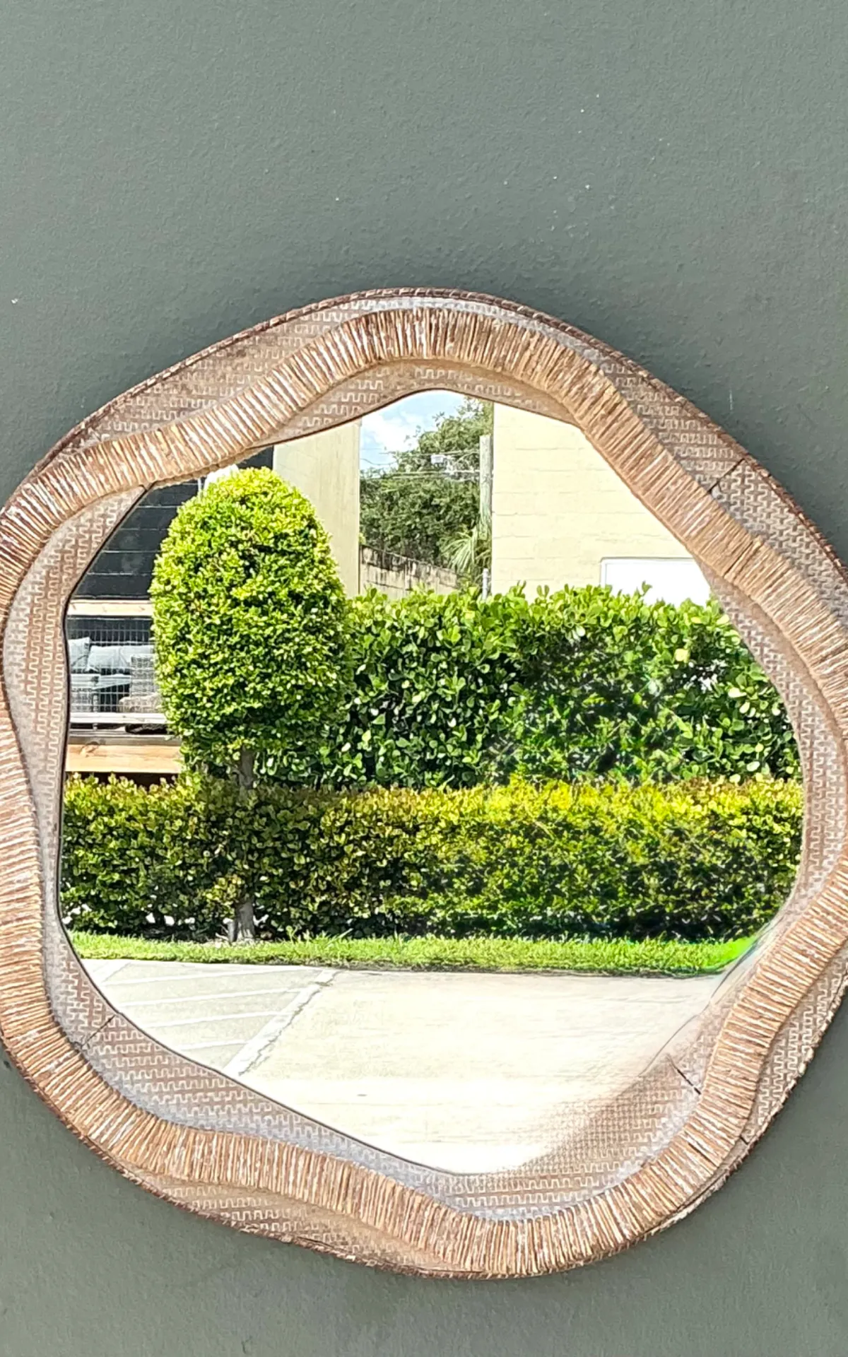 Vintage Textured Woven Rattan Mirror — additional photo 5
