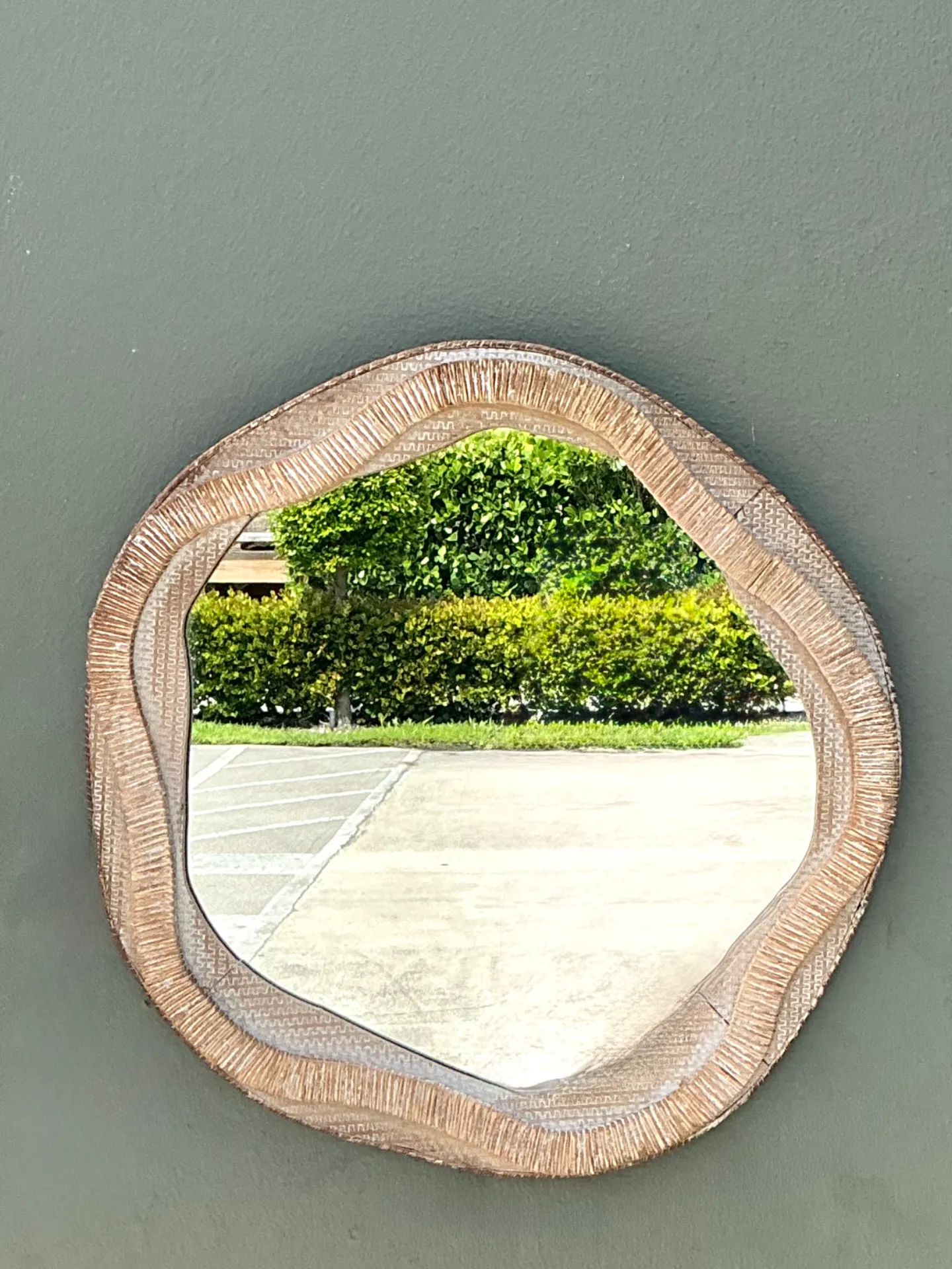 Vintage Textured Woven Rattan Mirror — additional photo 7