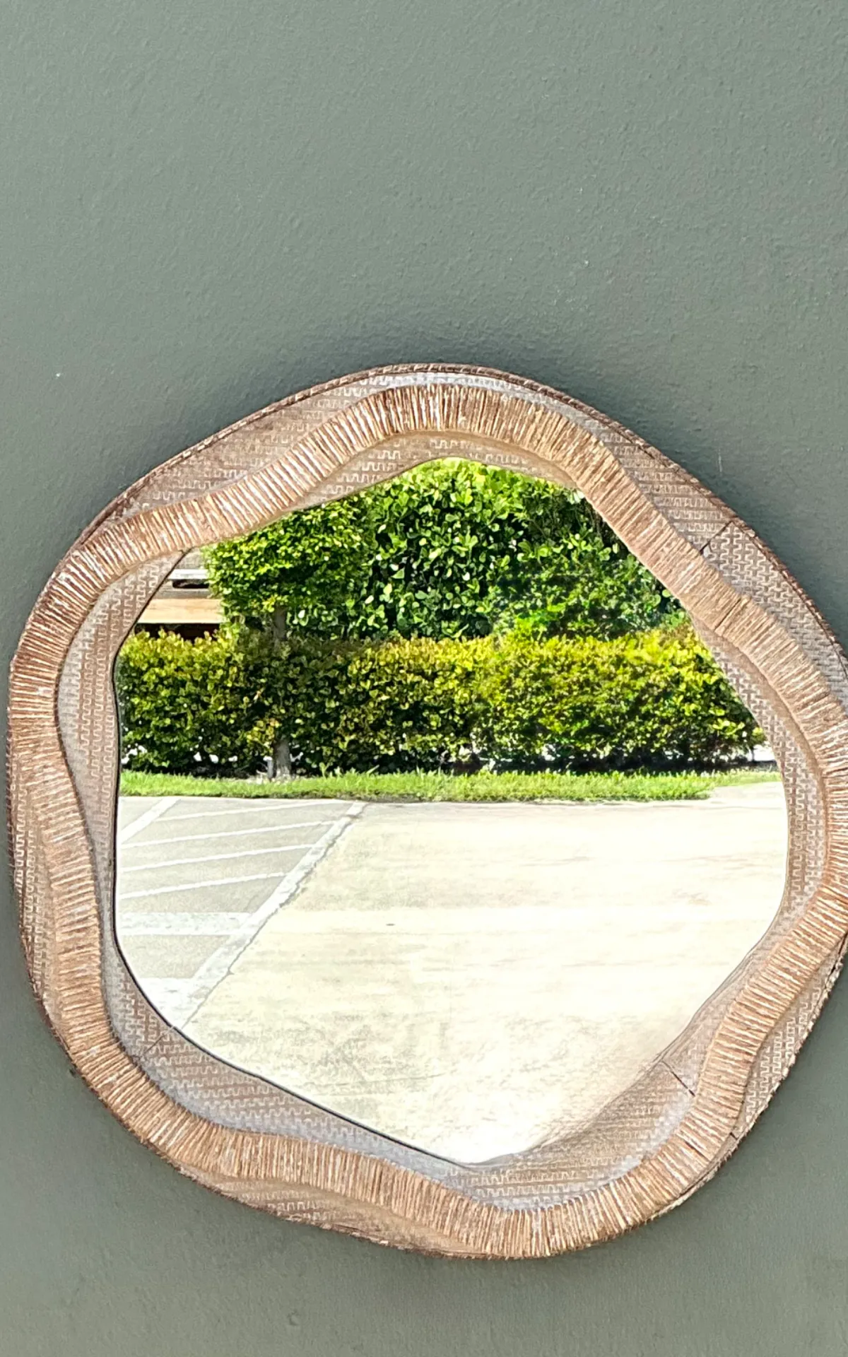 Vintage Textured Woven Rattan Mirror — additional photo 7