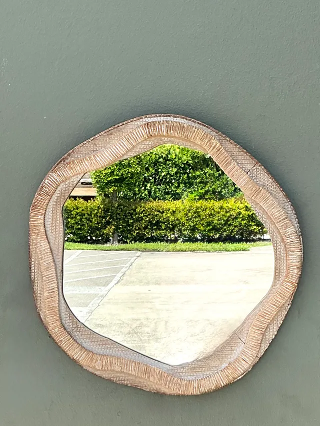 Vintage Textured Woven Rattan Mirror — additional photo 7