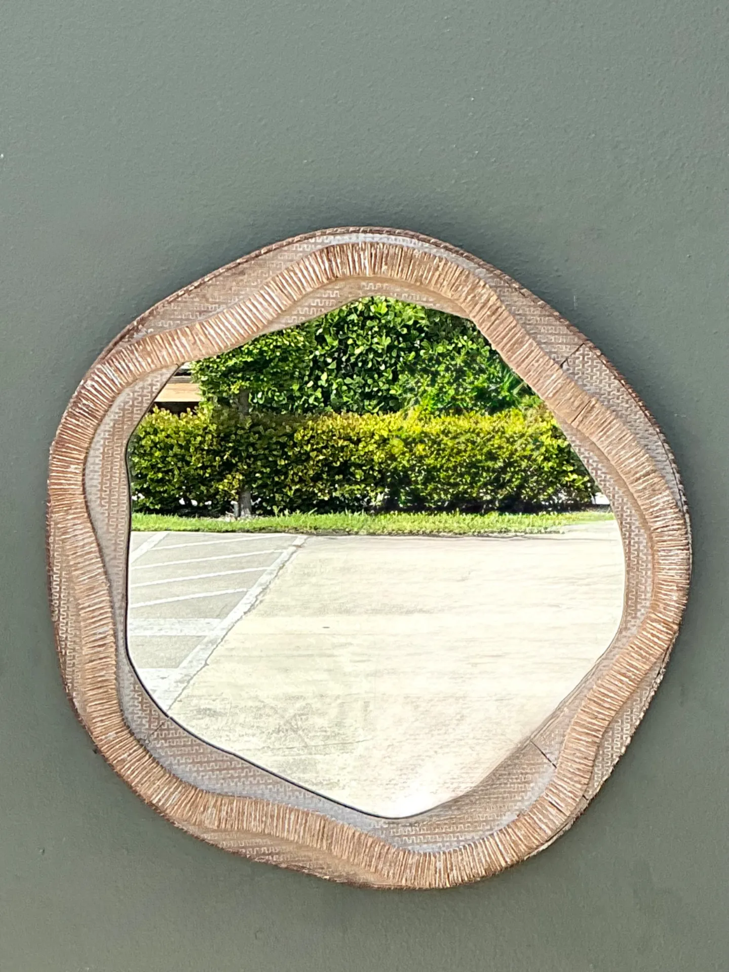 Vintage Textured Woven Rattan Mirror — additional photo 2