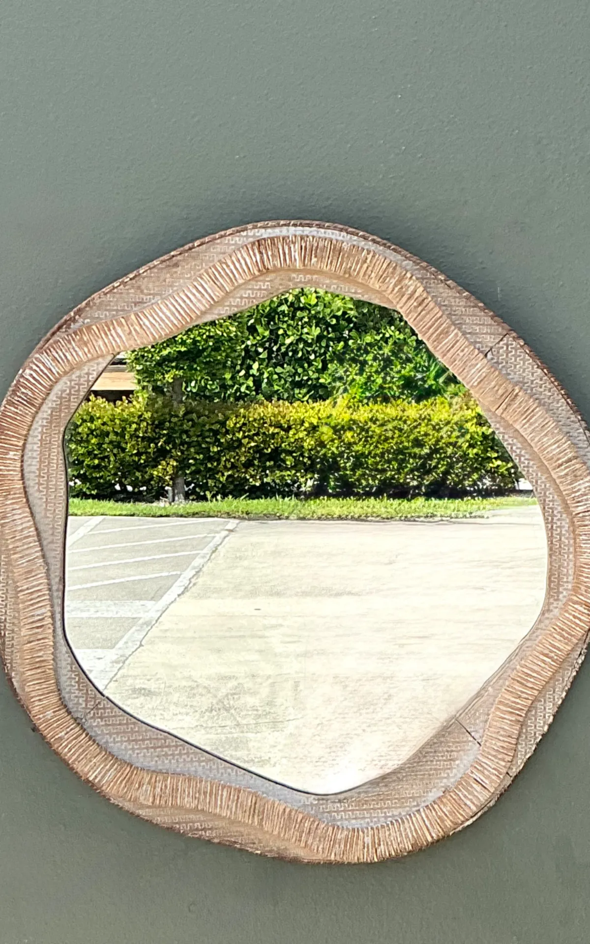 Vintage Textured Woven Rattan Mirror — additional photo 2