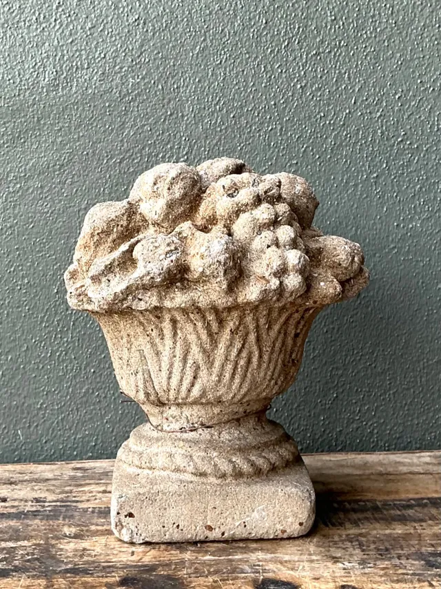 Vintage Concrete Fruit Basket Sculpture — additional photo 6