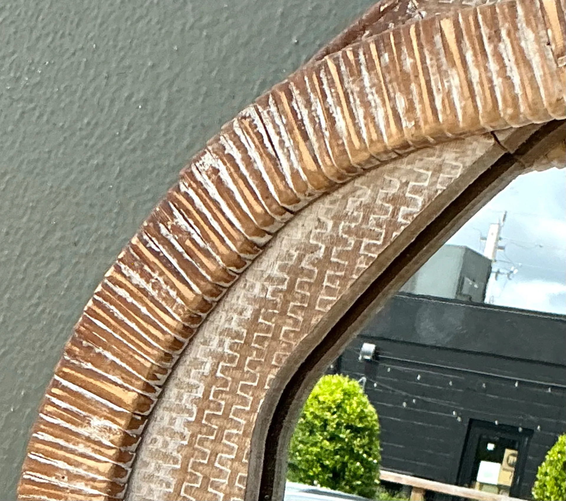 Vintage Textured Woven Rattan Mirror — additional photo 6