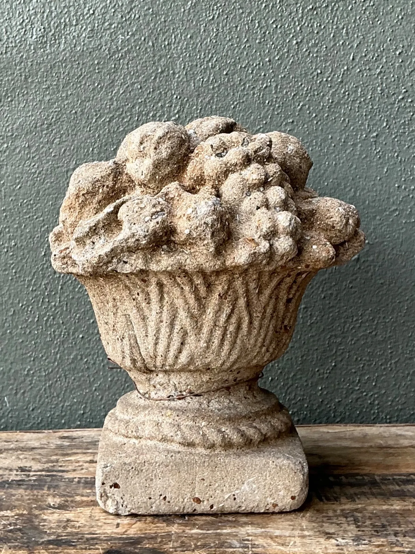 Vintage Concrete Fruit Basket Sculpture — additional photo 3