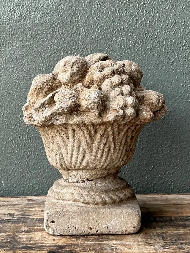 Vintage Concrete Fruit Basket Sculpture — additional photo 3