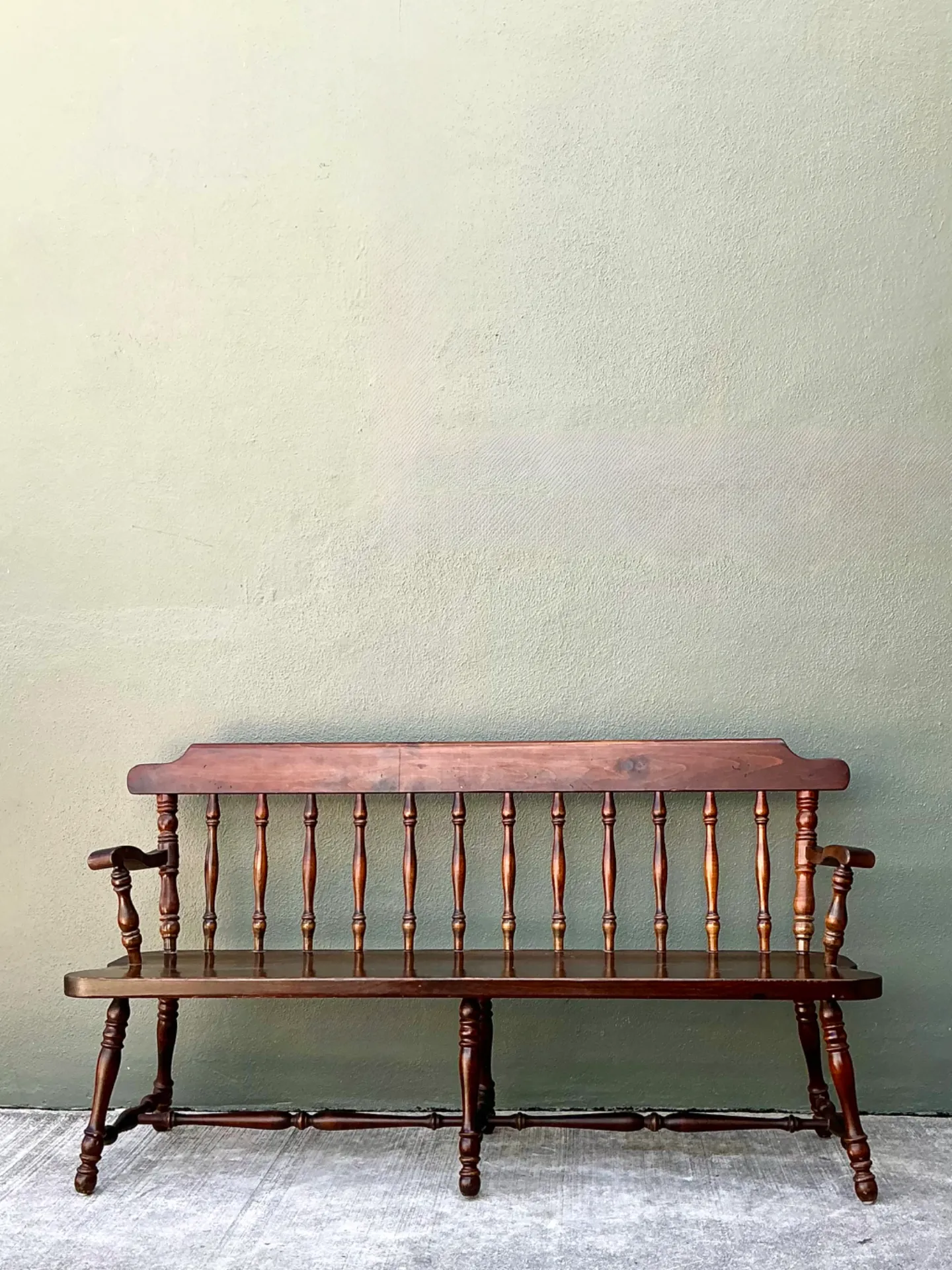 Vintage Ethan Allen Pine Spindle Back Deacons Bench — additional photo 7