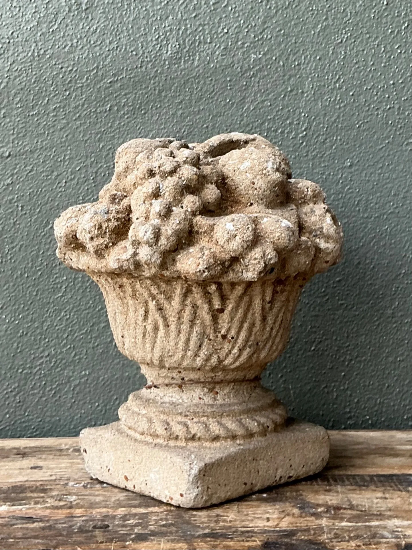 Vintage Concrete Fruit Basket Sculpture — additional photo 8