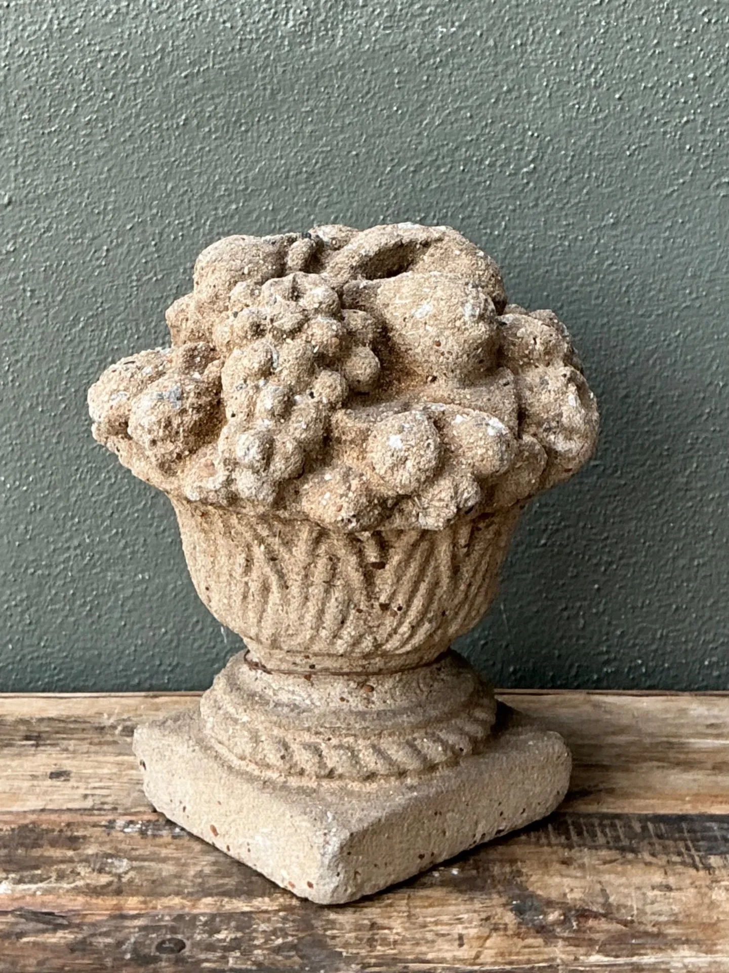 Vintage Concrete Fruit Basket Sculpture — additional photo 4
