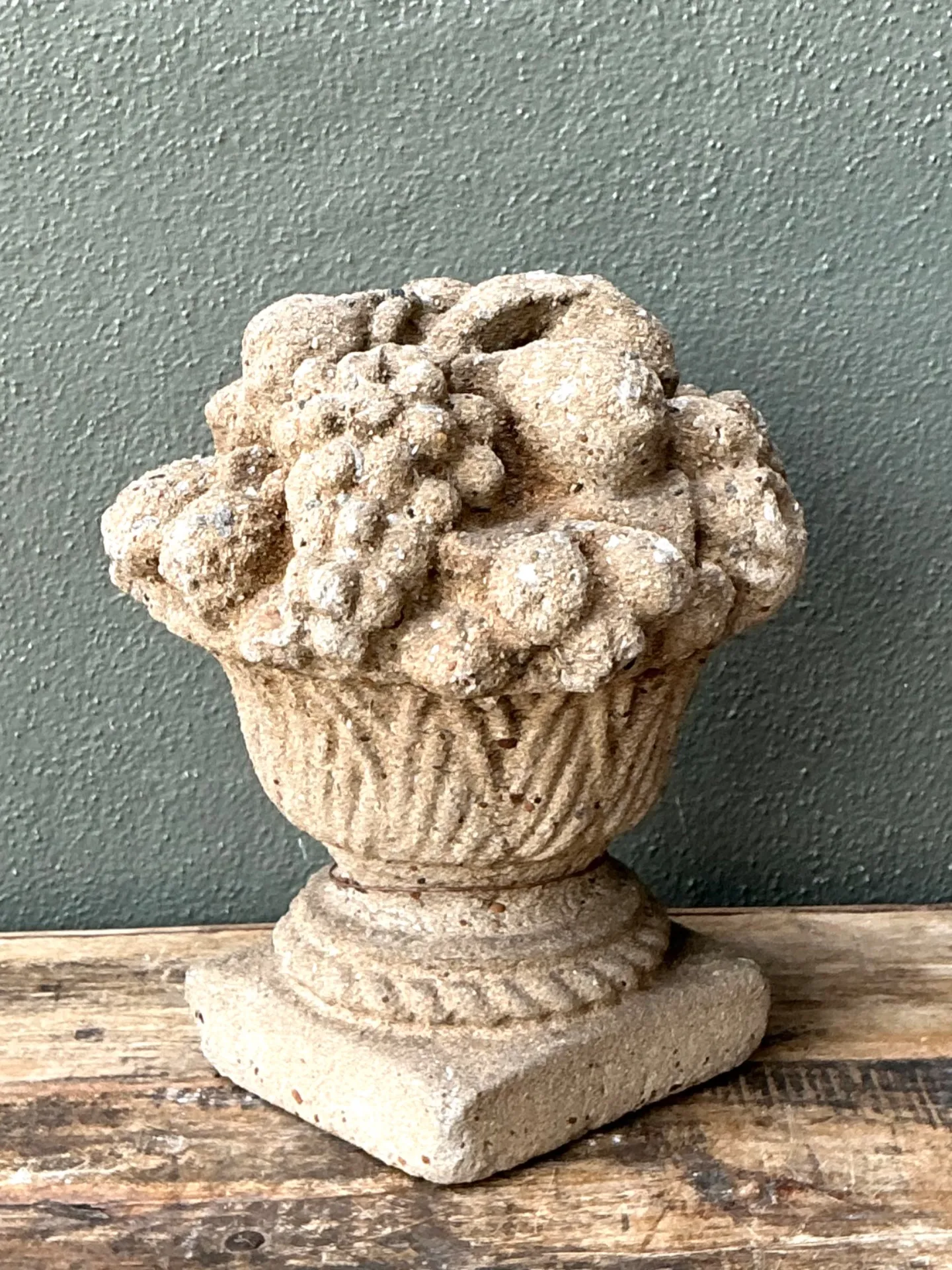 Vintage Concrete Fruit Basket Sculpture — additional photo 2
