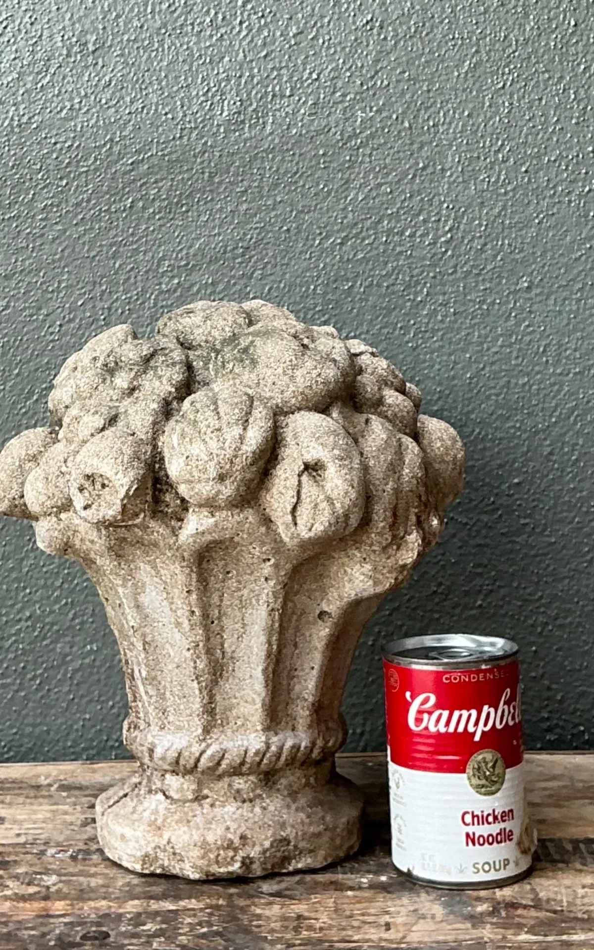 Vintage Concrete Fruit Basket Sculpture — additional photo 2