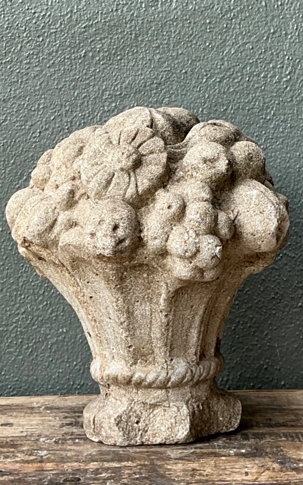Vintage Concrete Fruit Basket Sculpture — additional photo 3