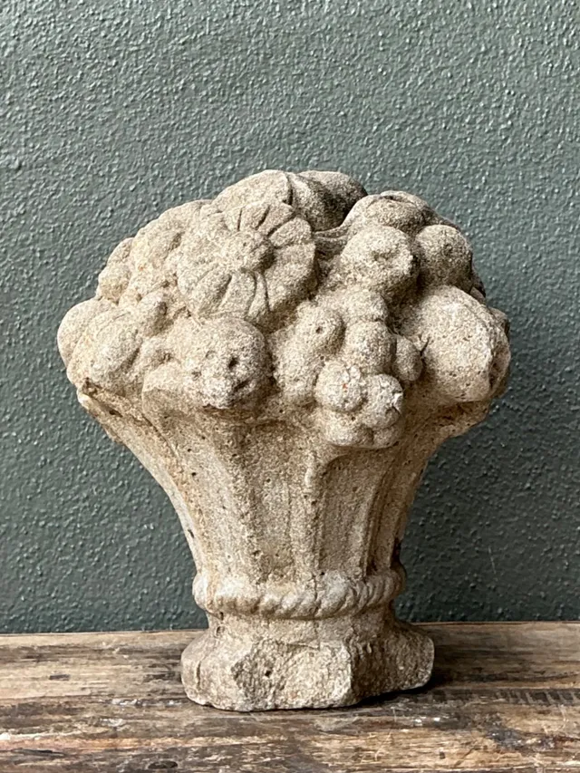 Vintage Concrete Fruit Basket Sculpture — additional photo 3