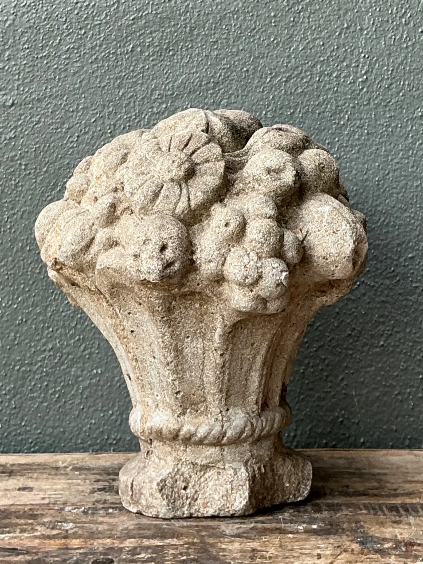 Vintage Concrete Fruit Basket Sculpture — additional photo 4