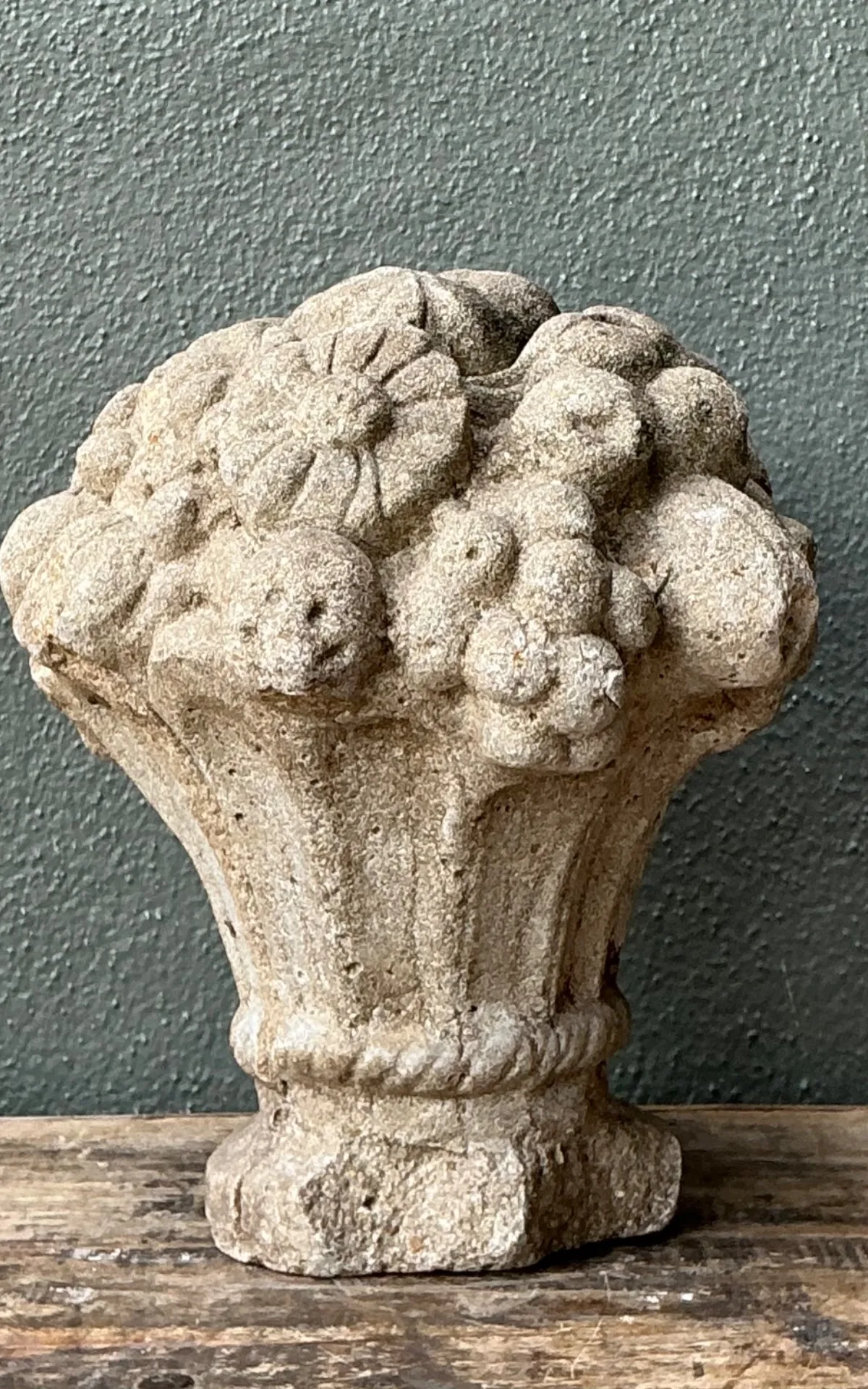 Vintage Concrete Fruit Basket Sculpture — additional photo 4