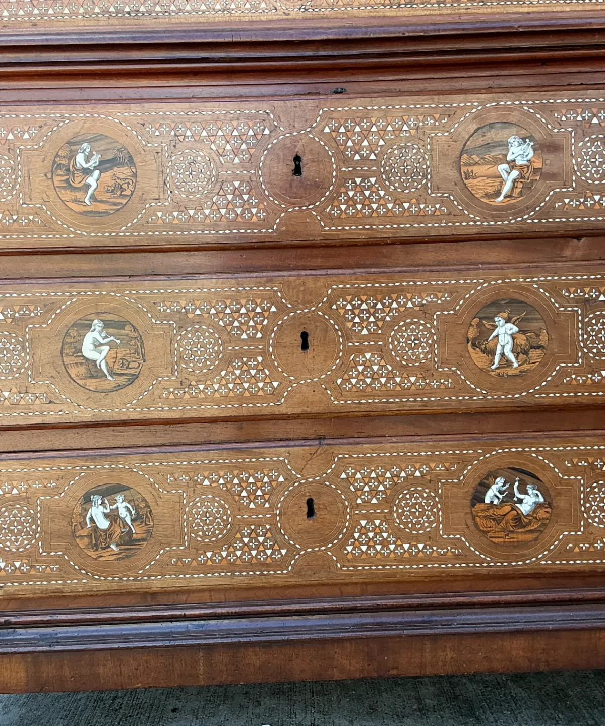 Vintage Monumental Carved Cabinet with Mother of Pearl Inlay — additional photo 8
