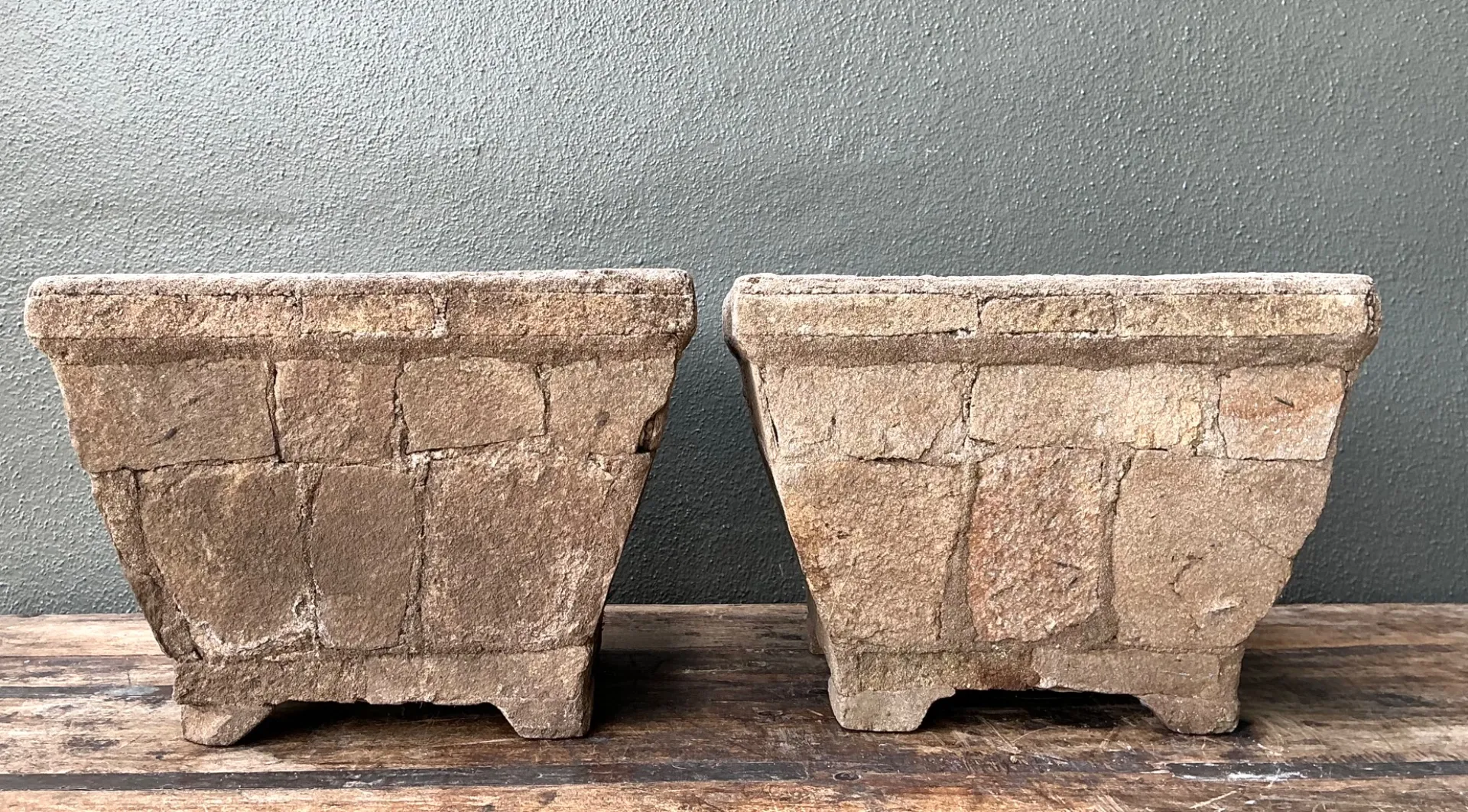 Vintage Stone Outdoor Planters - Set of 2 — additional photo 2