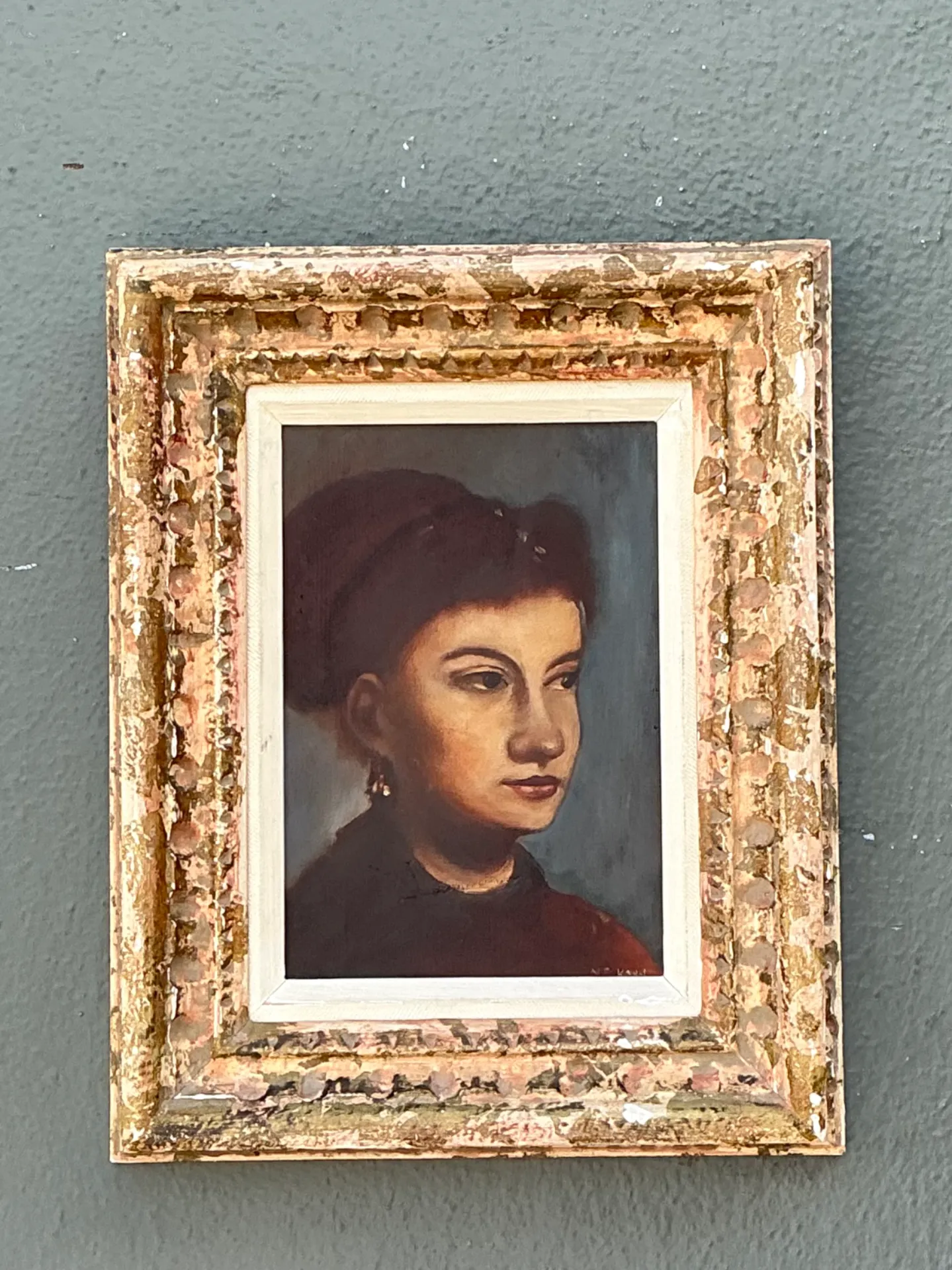 Vintage Framed Portrait Oil On Canvas — additional photo 5
