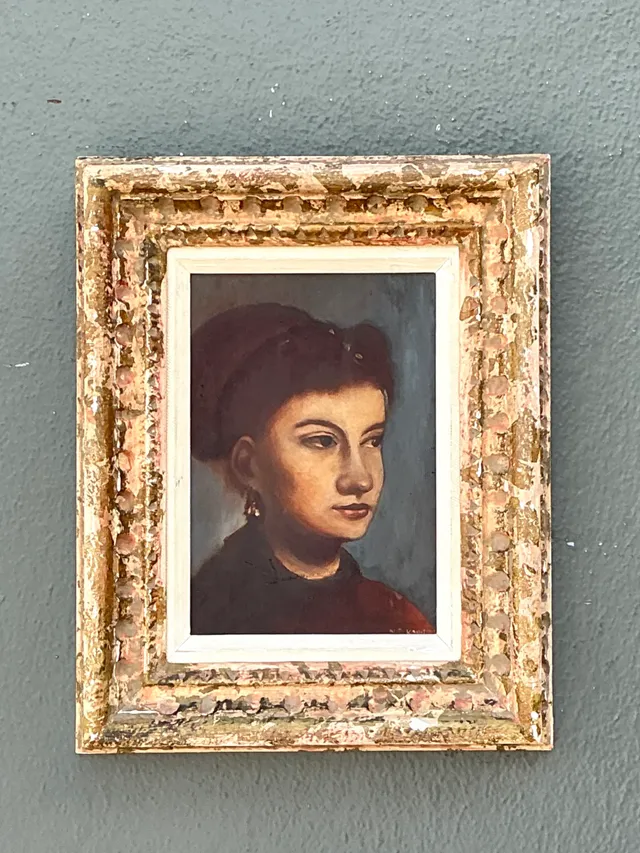 Vintage Framed Portrait Oil On Canvas — additional photo 7