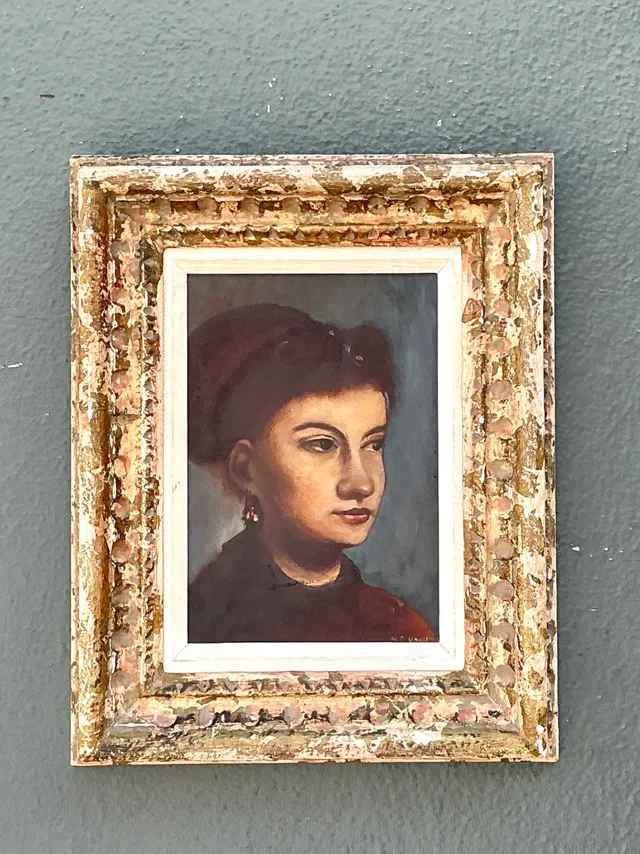 Vintage Framed Portrait Oil On Canvas — additional photo 2
