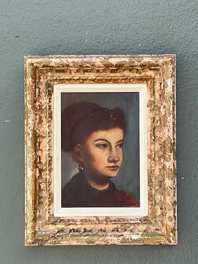 Vintage Framed Portrait Oil On Canvas — additional photo 3