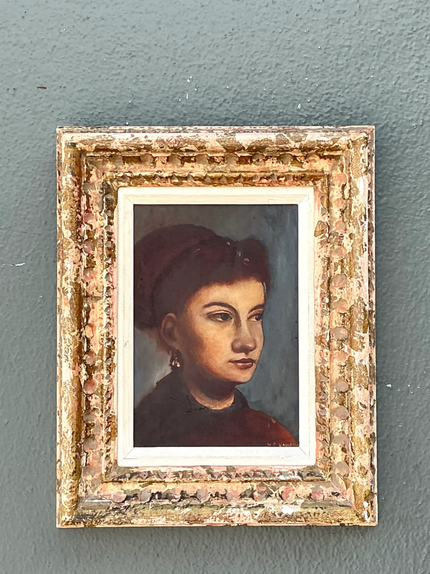 Vintage Framed Portrait Oil On Canvas — additional photo 4