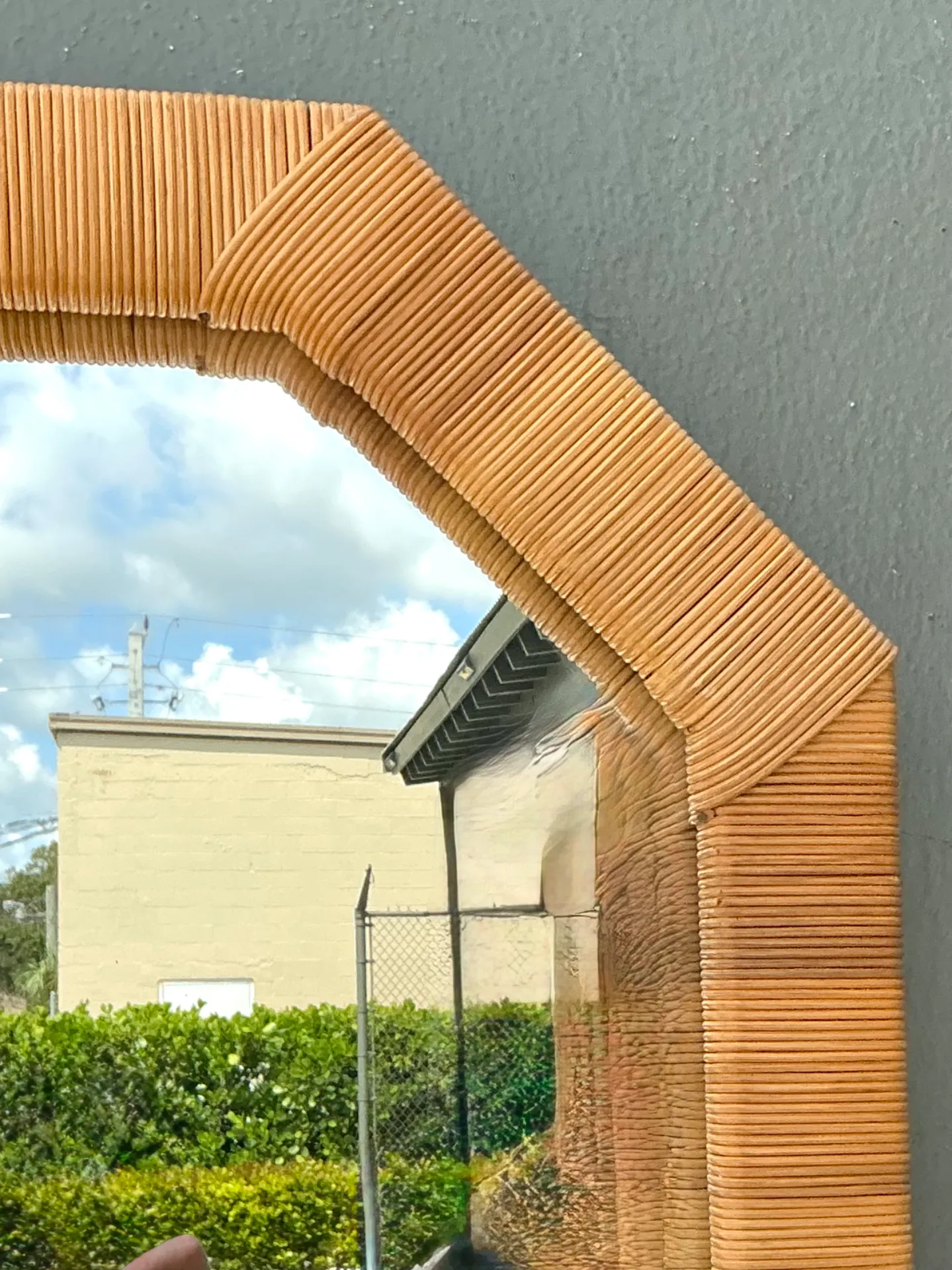 Vintage Octagonal Wrapped Rattan Frame Mirror — additional photo 2