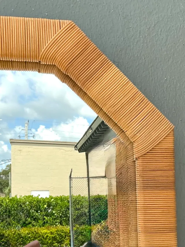 Vintage Octagonal Wrapped Rattan Frame Mirror — additional photo 2