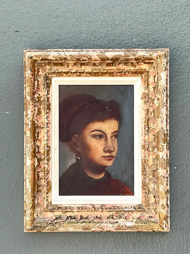 Vintage Framed Portrait Oil On Canvas — additional photo 6