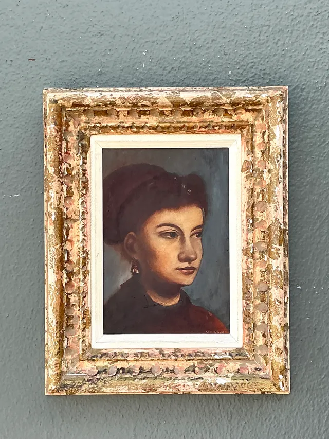 Vintage Framed Portrait Oil On Canvas — additional photo 1
